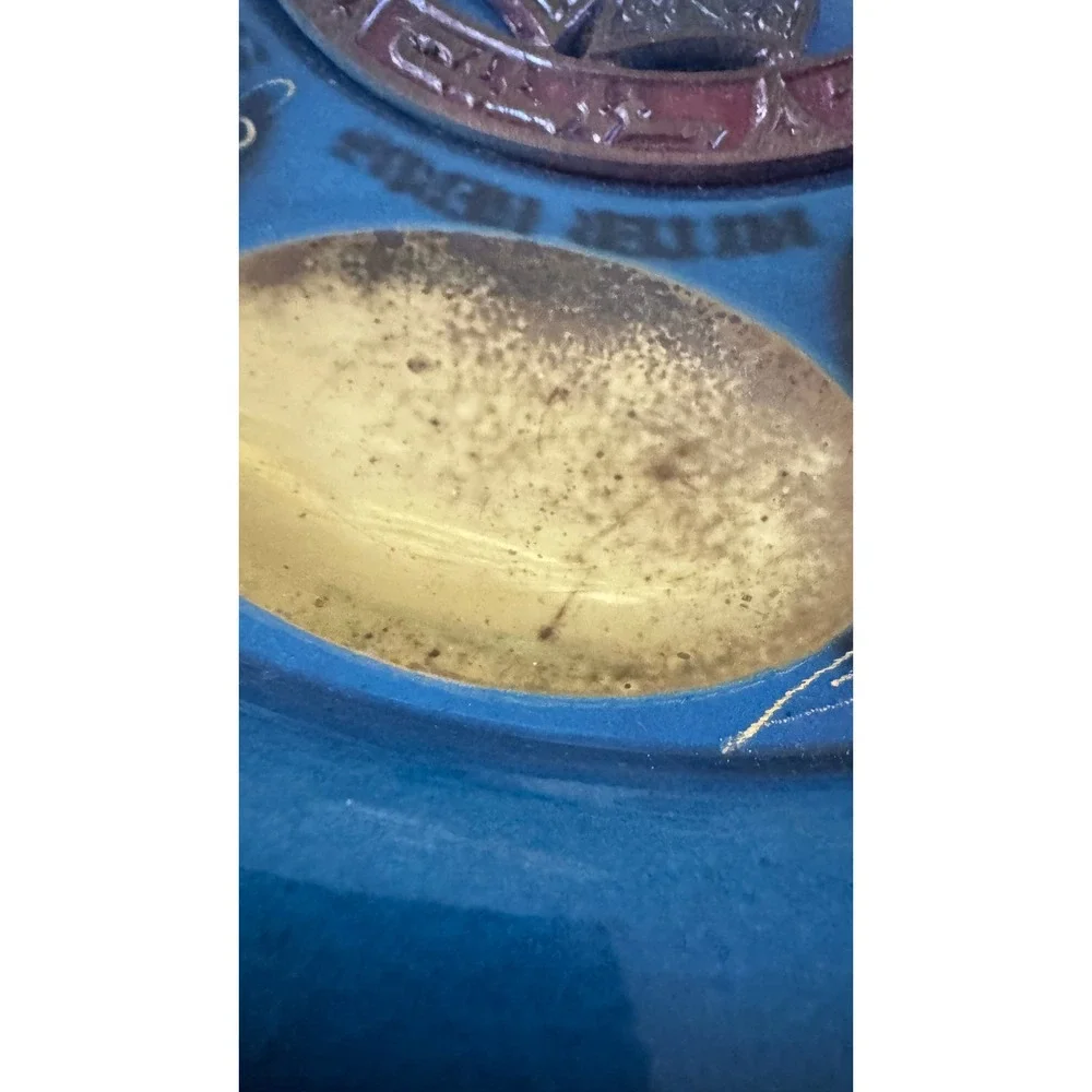 Vintage Green-Blue Enamel Brass Passover Seder Plate 15in Exodus Scene Handles‎